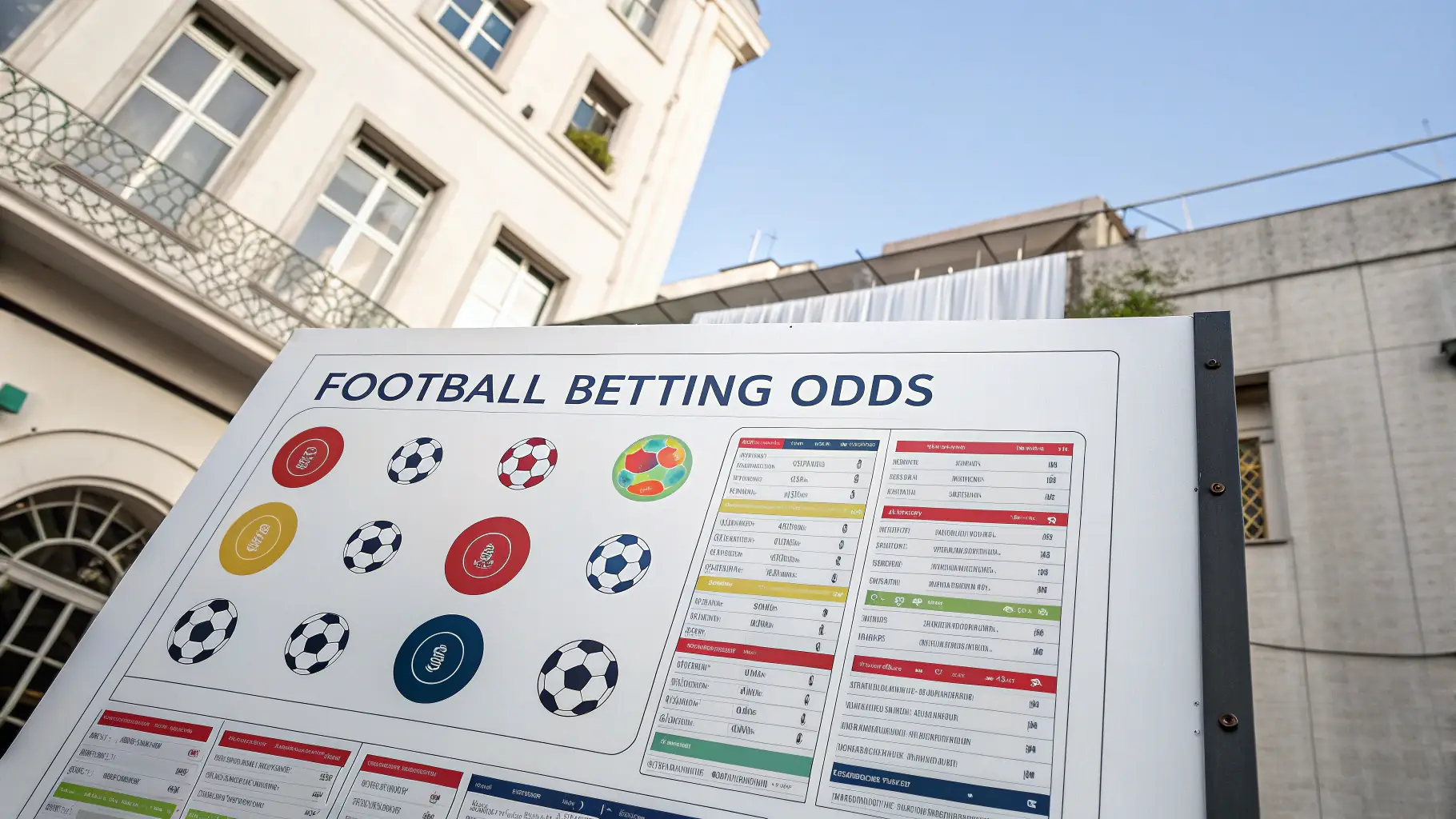 A close-up shot of a digital display showing various betting odds for a football match, with a focus on the numbers and symbols representing the odds.